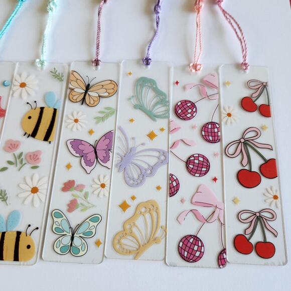 Lemon Fruit Print Bookmark Pink Yellow Cutesy Coquette Bookish Gift For Her - Picture 8 of 9